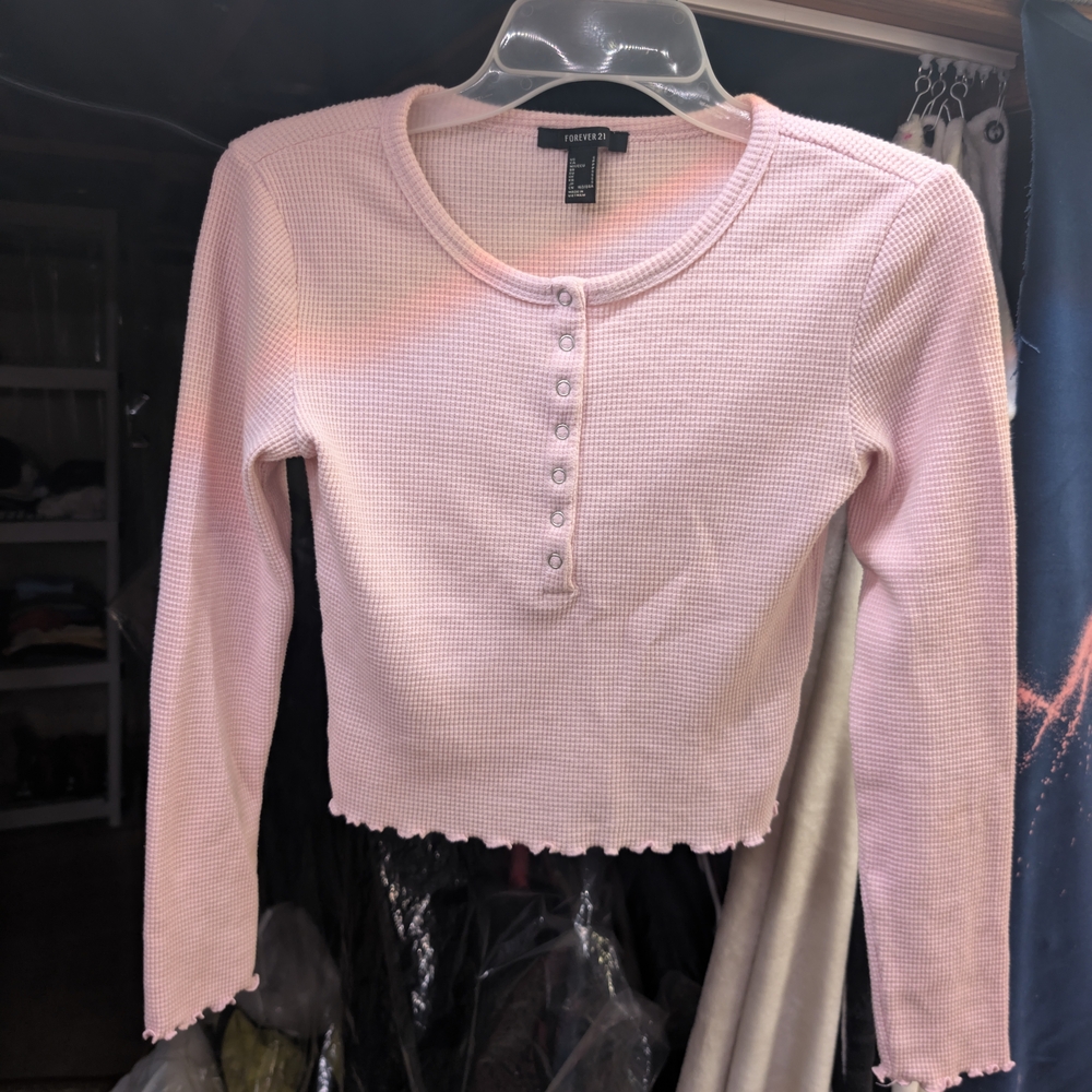 Forever 21 Light Pink Ribbed Crop Top